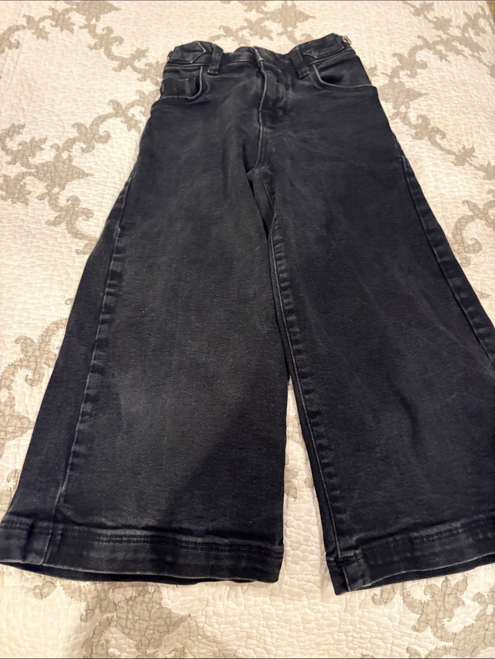 Kids Wide-Leg Black Denim Jeans